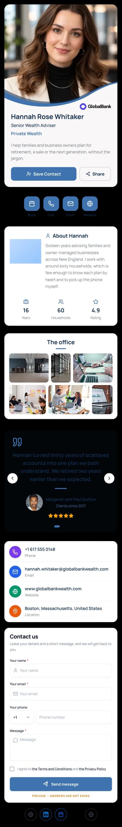 Financial Advisor digital business card