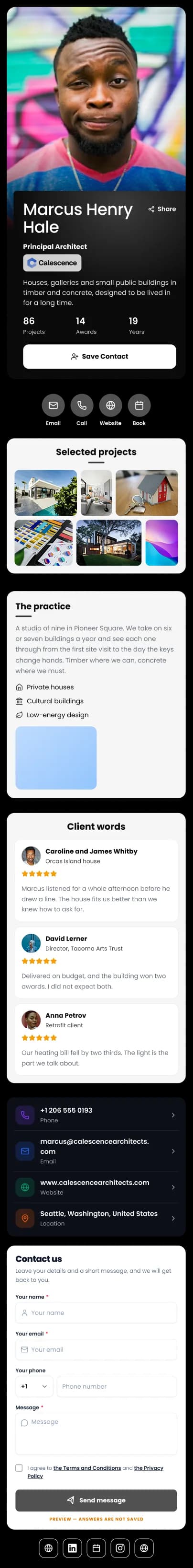 Architect digital business card