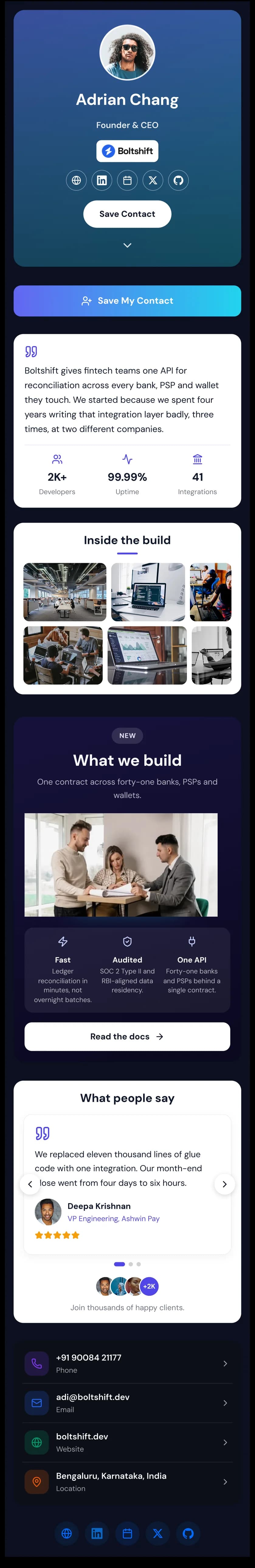 Startup Founder digital business card