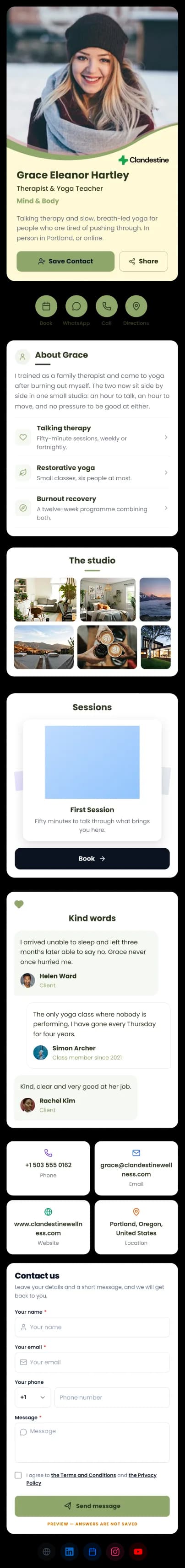 Wellness digital business card
